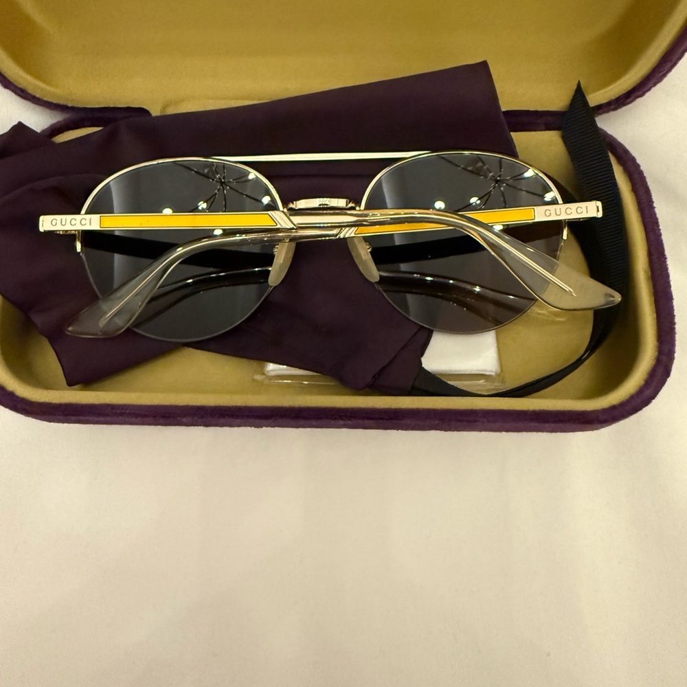 GUCCI Unisex Pilot Sunglasses in Gold & Brown 53mm - GG0984S-002 - Picture 6 of 7